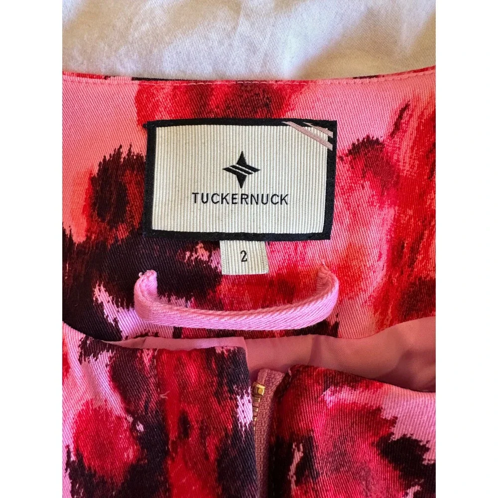 Tuckernuck Cerise Blossom Long Sleeve‎ Rhoda Tunic Top Pink Red Floral Belted 2